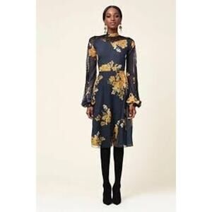 SACHIN &‎ BABI Noir Collection Long Sleeve Floral Print Georgette Velir Dress